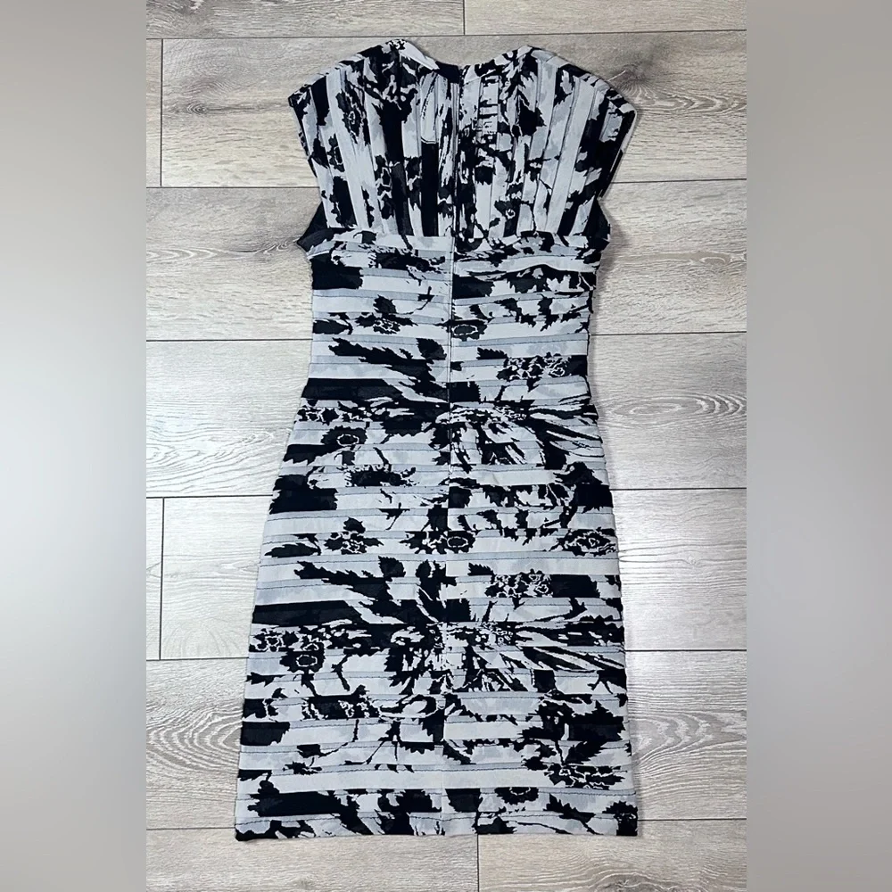 Adrianna Papell Floral Shutter Pleated Bodycon Dress